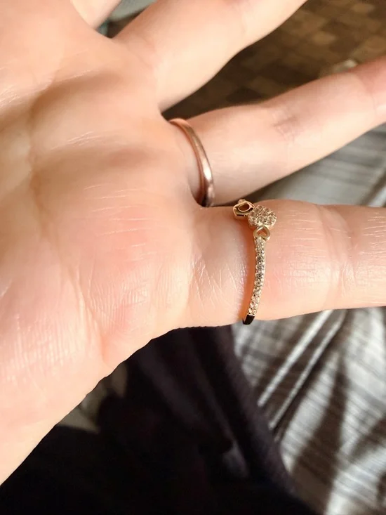 Delicate Gold-Tone Heart and Loop Ring - Women's Fashion Band - Picture 4 of 5